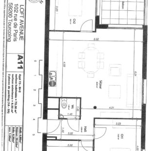 Appartement Tourcoing 3 pièce(s) 72.30 m2  avec 2 places de parking