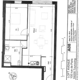 Appartement Tourcoing 2 pièce(s) 53.98 m2 avec 1 place de parking