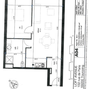 Appartement Tourcoing 2 pièce(s) 53.99 m2 avec 1 place de parking